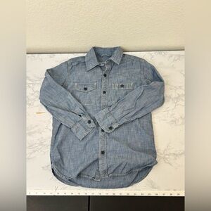GAP Kids Denim Shirt - Youth Large Blue Denim Long Sleeves Button Down